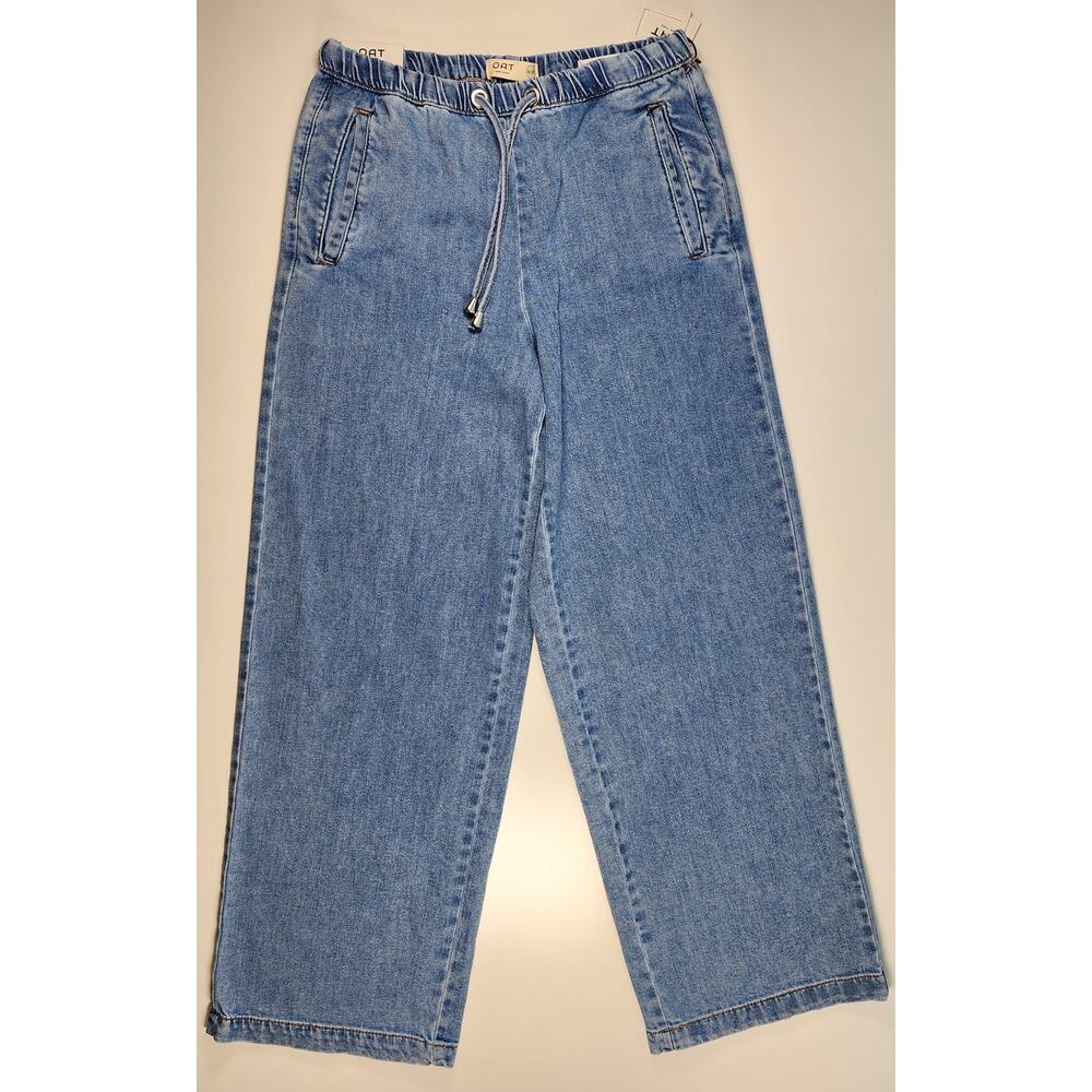 OAT NY Wide Leg Jeans Elastic Waist Drawstring 4/27 NWT